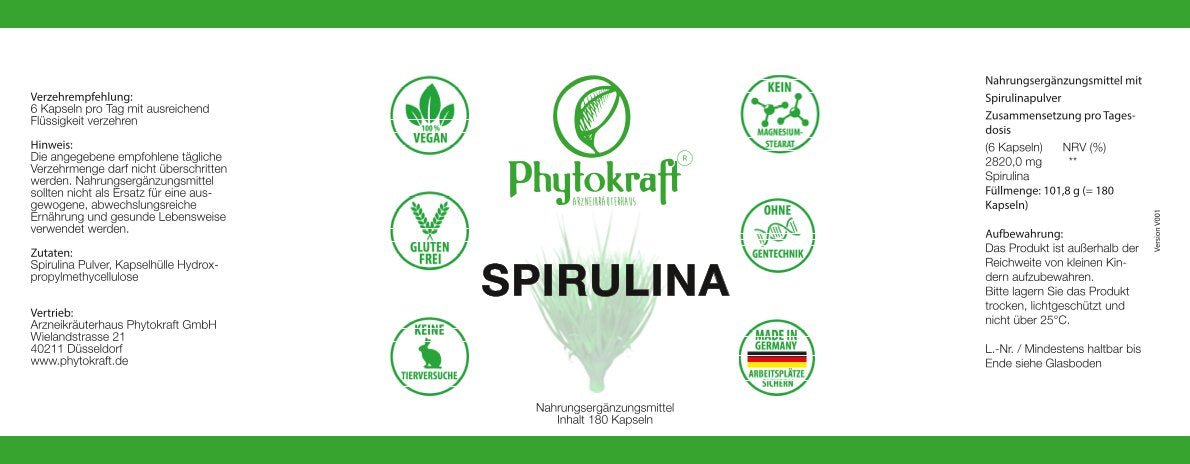 Spirulina 180 Kapseln - phytokraft.de
