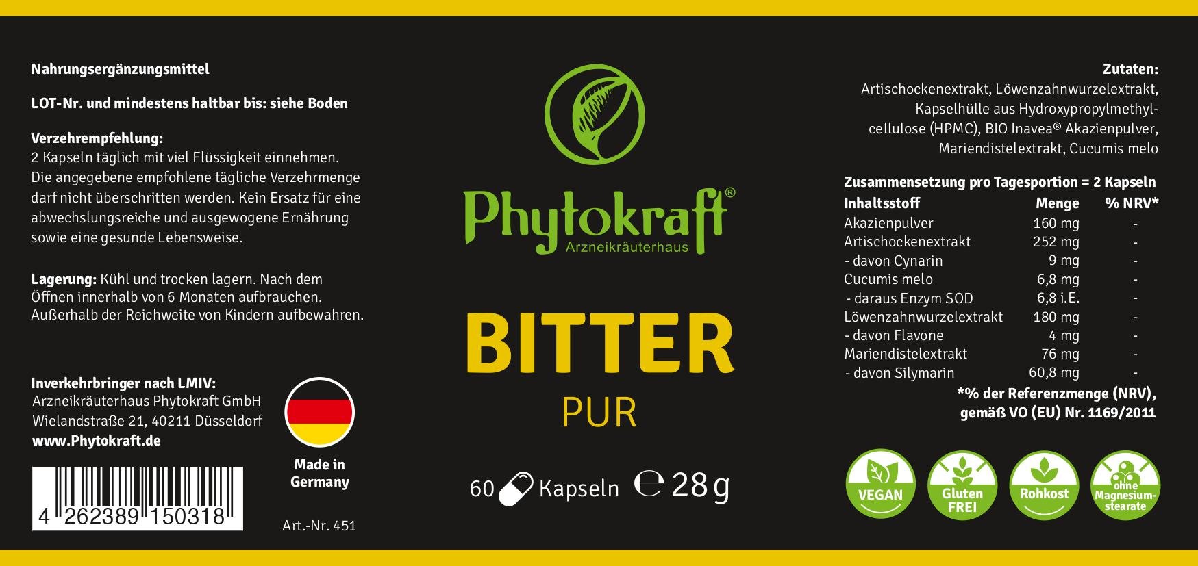Bitter Pur 60 Kapseln - phytokraft.de