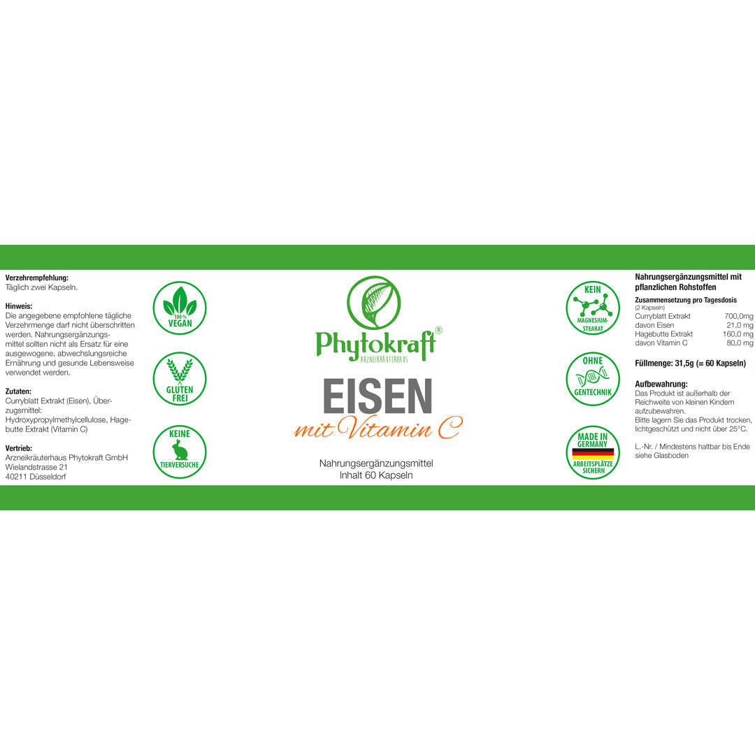 Eisen mit Vitamin C 60 Kapseln