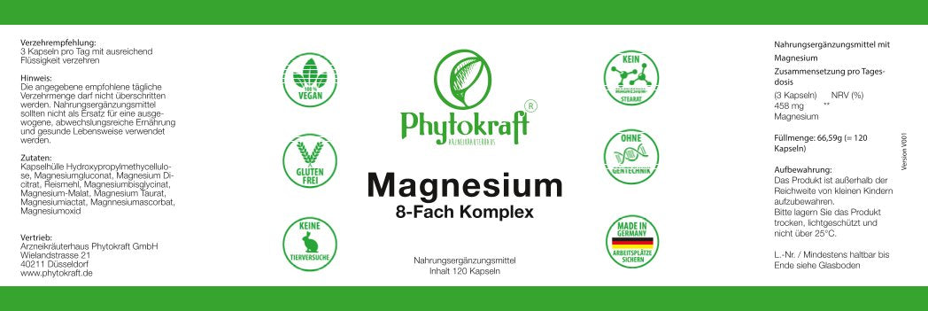 Magnesium 8-fach Komplex 120 Kapseln 30% Sale