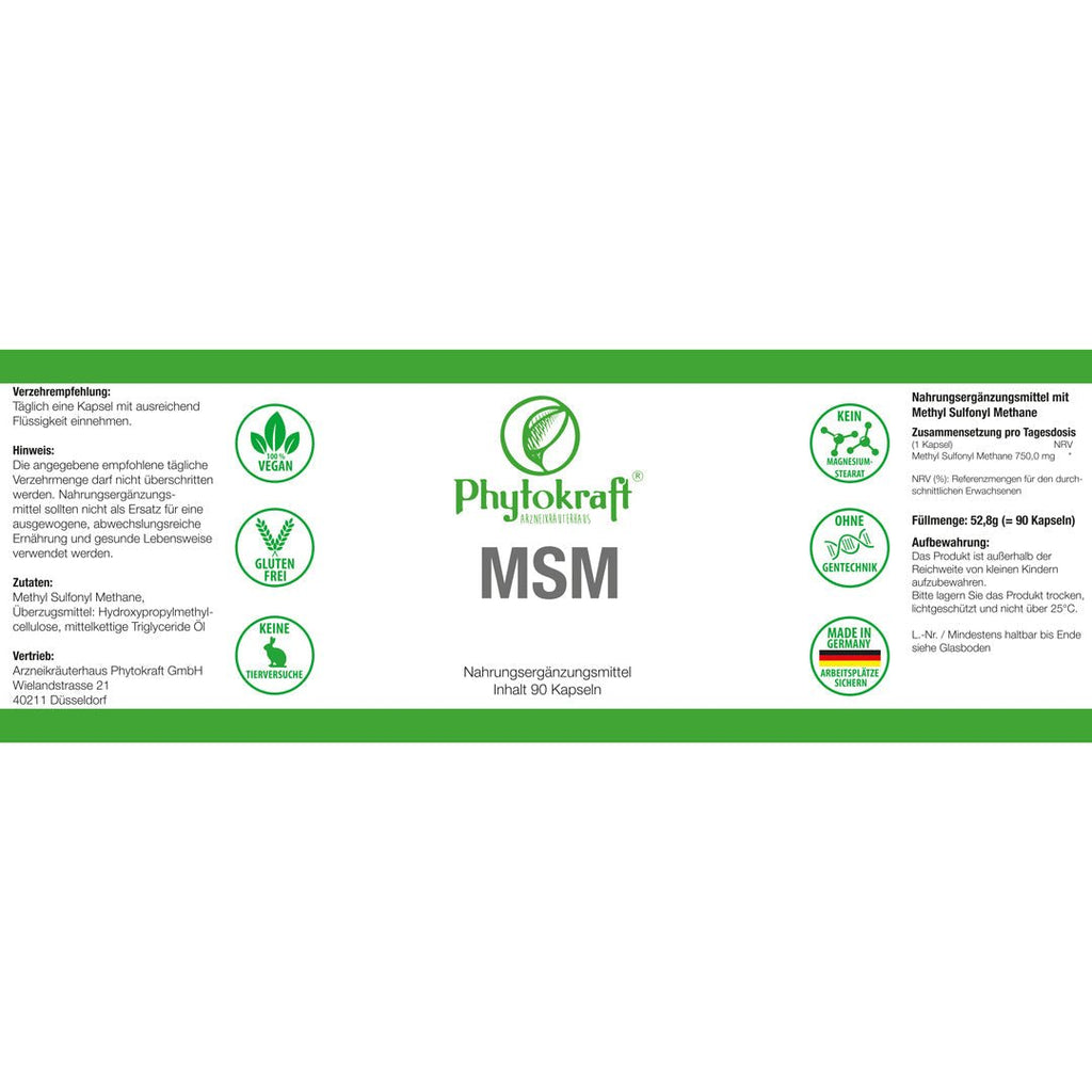 MSM 750mg - 90 KAPSELN - phytokraft.de