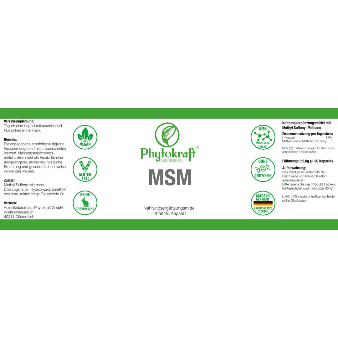 MSM 750mg - 90 KAPSELN - phytokraft.de