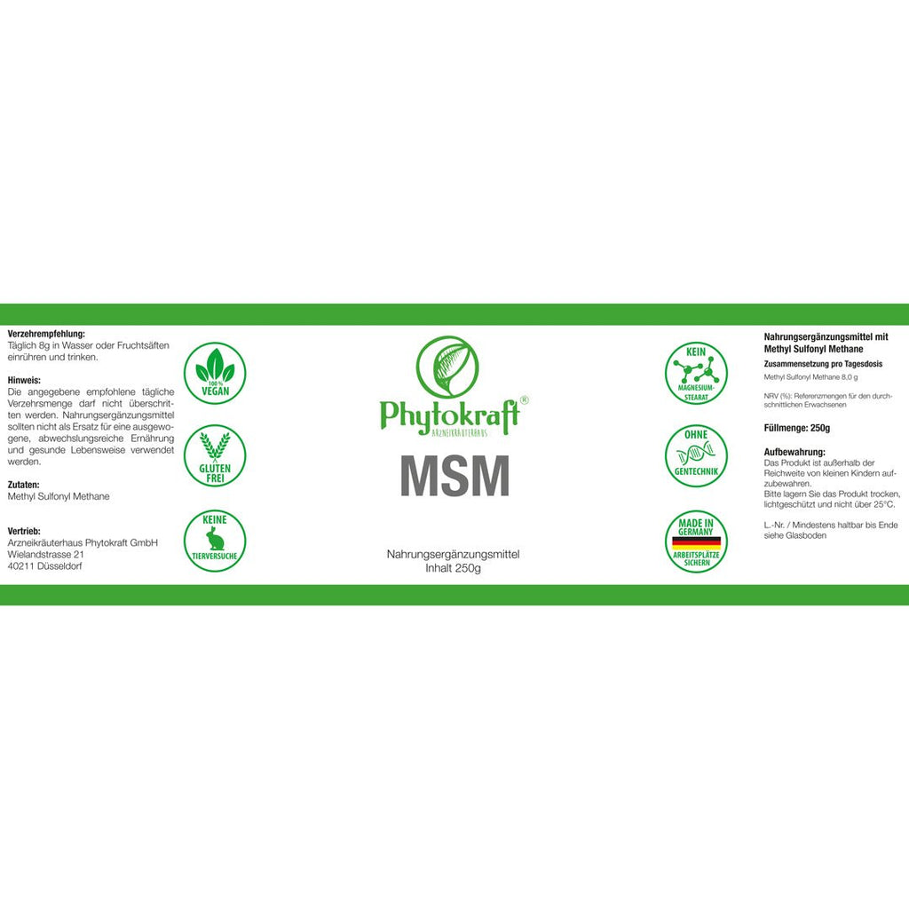 MSM Pulver 250 g (Methylsulfonylmethan) - phytokraft.de