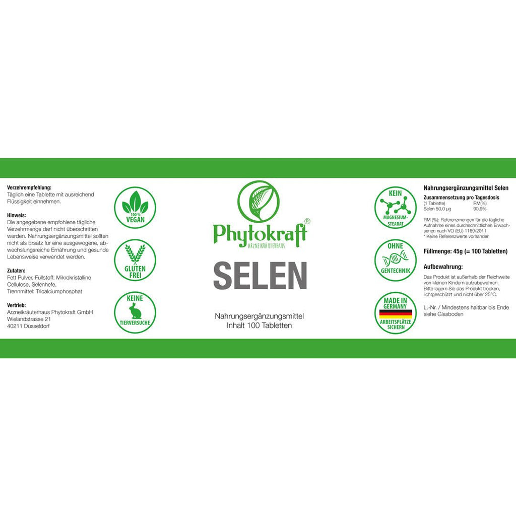 SELEN Inhalt 100 Tabletten - phytokraft.de
