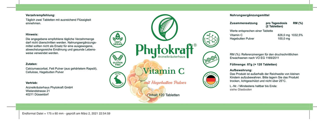 Vitamin C mit Hagebutten Pulver - phytokraft.de