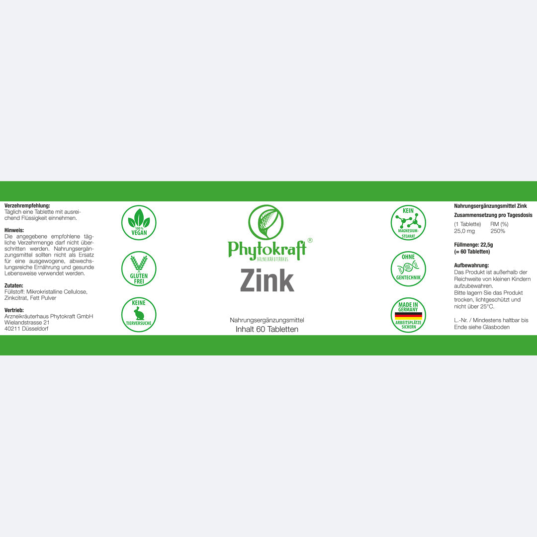 Zink Zinkcitrat 25mg 60 Tabletten